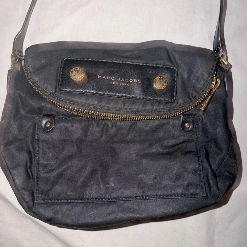 Marc Jacobs Black Nylon Crossbody with Gold Hardware
